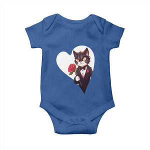 Valentine's Day Baby Onesie Tuxedo Cat Valentine Heart for Kitten and Animal Lovers TS09 Royal Blue Print Your Wear