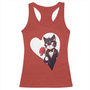 Valentine's Day Racerback Tank Top Tuxedo Cat Valentine Heart for Kitten and Animal Lovers TS09 Red Print Your Wear