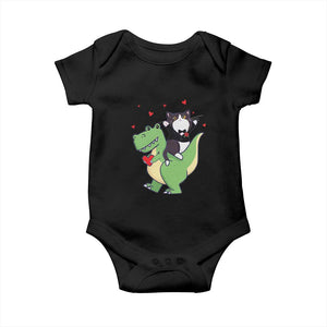 Valentine's Day Baby Onesie Cat Riding Dinosaur Cool Tuxedo On Suit And Take Rose TS09 Black Print Your Wear