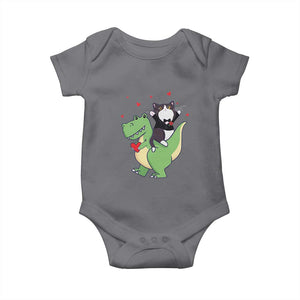 Valentine's Day Baby Onesie Cat Riding Dinosaur Cool Tuxedo On Suit And Take Rose TS09 Charcoal Print Your Wear