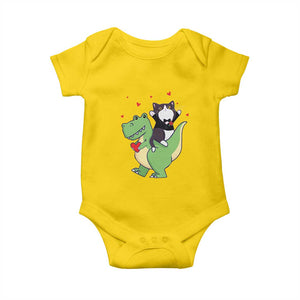 Valentine's Day Baby Onesie Cat Riding Dinosaur Cool Tuxedo On Suit And Take Rose TS09 Daisy Print Your Wear