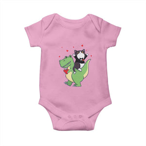 Valentine's Day Baby Onesie Cat Riding Dinosaur Cool Tuxedo On Suit And Take Rose TS09 Light Pink Print Your Wear