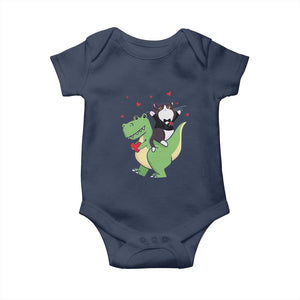 Valentine's Day Baby Onesie Cat Riding Dinosaur Cool Tuxedo On Suit And Take Rose TS09 Navy Print Your Wear