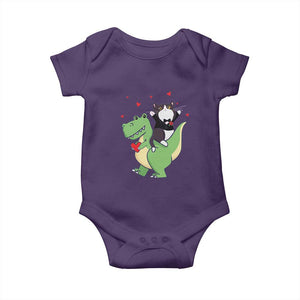 Valentine's Day Baby Onesie Cat Riding Dinosaur Cool Tuxedo On Suit And Take Rose TS09 Purple Print Your Wear