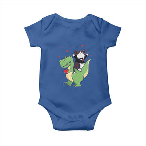 Valentine's Day Baby Onesie Cat Riding Dinosaur Cool Tuxedo On Suit And Take Rose TS09 Royal Blue Print Your Wear