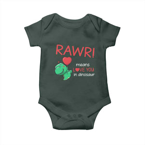 Valentine's Day Baby Onesie Rawr Means Love You in Dinosaur Cute Heart Ballon TS09 Print Your Wear