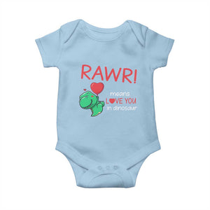 Valentine's Day Baby Onesie Rawr Means Love You in Dinosaur Cute Heart Ballon TS09 Light Blue Print Your Wear
