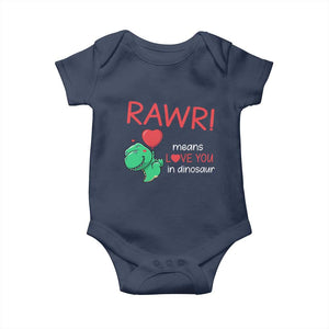 Valentine's Day Baby Onesie Rawr Means Love You in Dinosaur Cute Heart Ballon TS09 Navy Print Your Wear