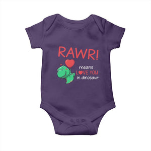 Valentine's Day Baby Onesie Rawr Means Love You in Dinosaur Cute Heart Ballon TS09 Purple Print Your Wear