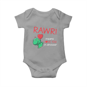 Valentine's Day Baby Onesie Rawr Means Love You in Dinosaur Cute Heart Ballon TS09 Sport Gray Print Your Wear