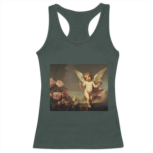 Valentine's Day Racerback Tank Top Cupid Cherubs Art Valentine Angel Rose Garden Aesthetic TS09 Dark Forest Green Print Your Wear