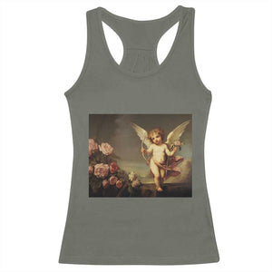 Valentine's Day Racerback Tank Top Cupid Cherubs Art Valentine Angel Rose Garden Aesthetic TS09 Military Green Print Your Wear