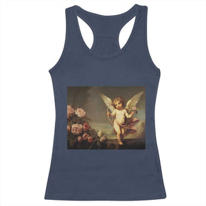 Valentine's Day Racerback Tank Top Cupid Cherubs Art Valentine Angel Rose Garden Aesthetic TS09 Navy Print Your Wear