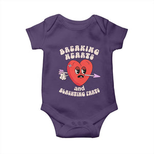 Valentine's Day Baby Onesie Breaking Hearts And Blasting Farts TS09 Purple Print Your Wear