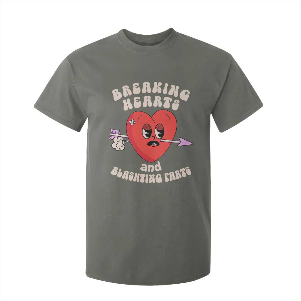 Valentine's Day T Shirt For Kid Breaking Hearts And Blasting Farts TS09 Military Green Print Your Wear