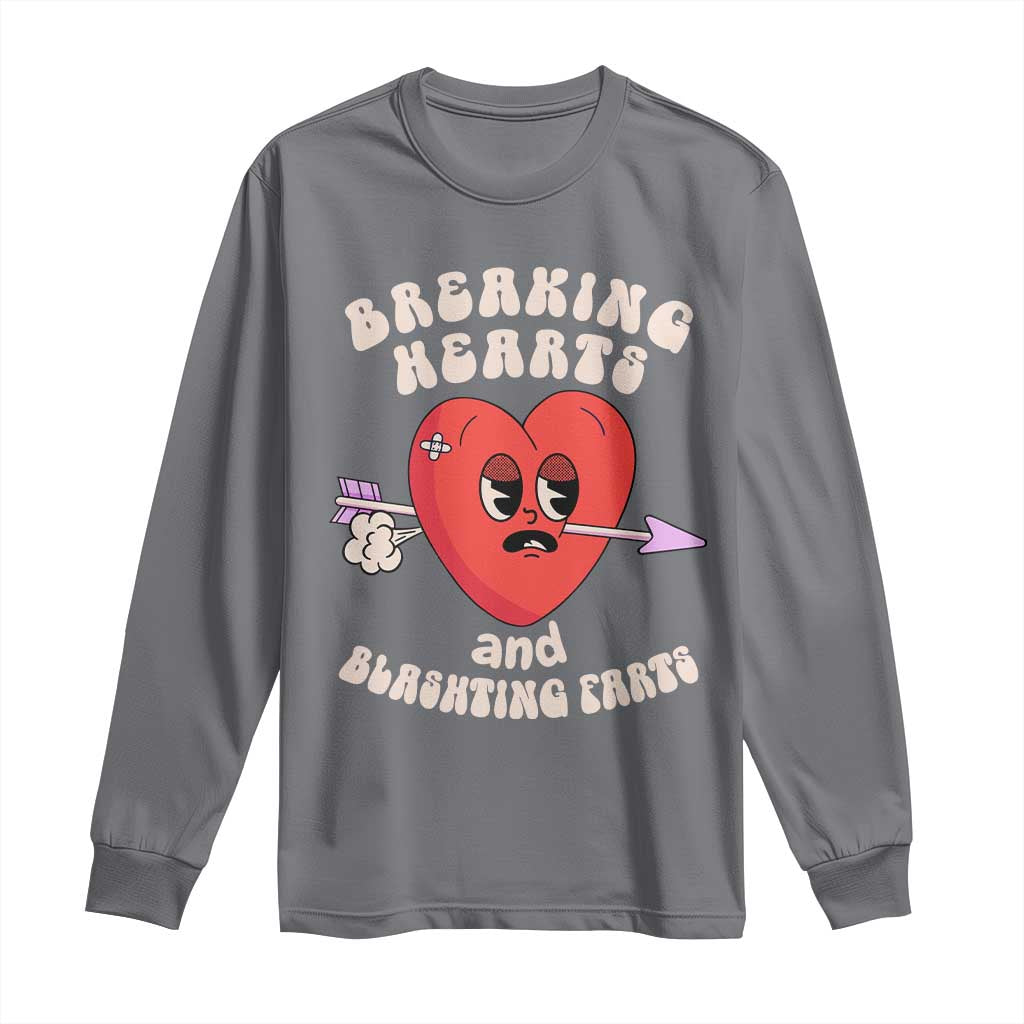 Valentine's Day Long Sleeve Shirt Breaking Hearts And Blasting Farts TS09 Charcoal Print Your Wear