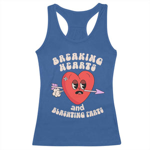 Valentine's Day Racerback Tank Top Breaking Hearts And Blasting Farts TS09 Royal Blue Print Your Wear