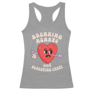 Valentine's Day Racerback Tank Top Breaking Hearts And Blasting Farts TS09 Sport Gray Print Your Wear