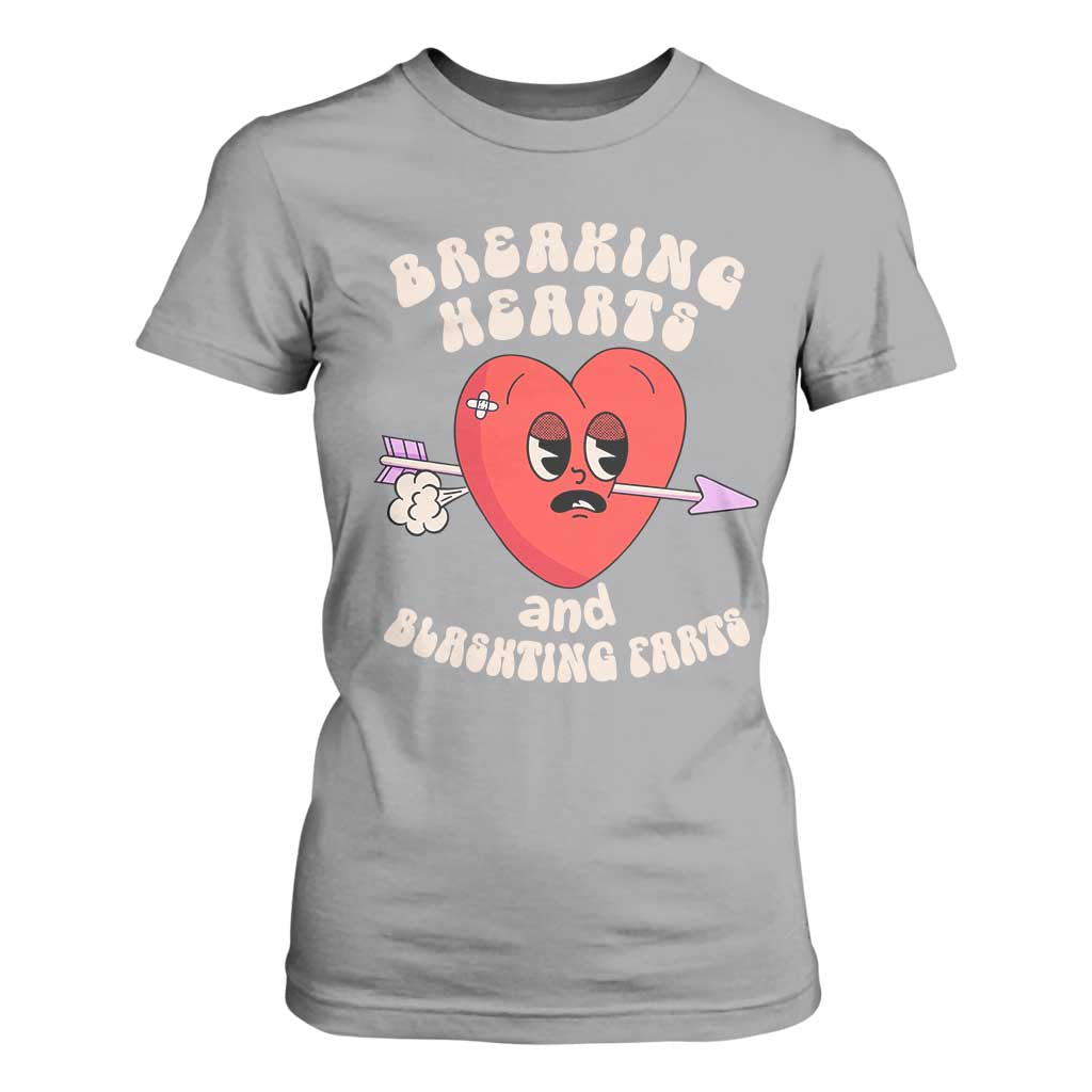 Valentine's Day T Shirt For Women Breaking Hearts And Blasting Farts TS09 Sport Gray Print Your Wear