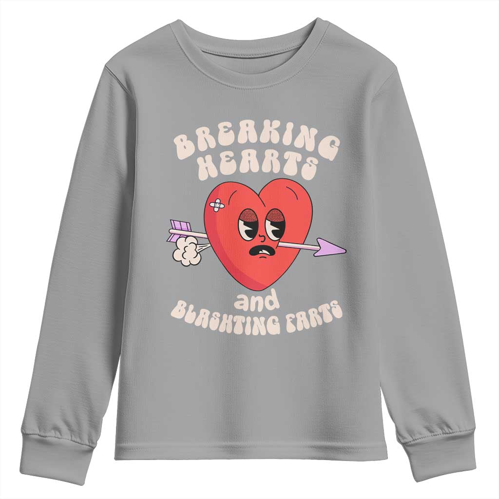 Valentine's Day Youth Sweatshirt Breaking Hearts And Blasting Farts TS09 Sport Gray Print Your Wear