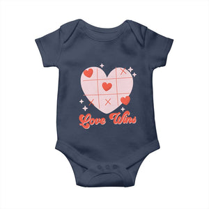Valentine's Day Baby Onesie Love Always Wins Funny Heart Tic Tac Toe TS09 Navy Print Your Wear