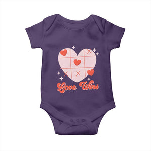 Valentine's Day Baby Onesie Love Always Wins Funny Heart Tic Tac Toe TS09 Purple Print Your Wear