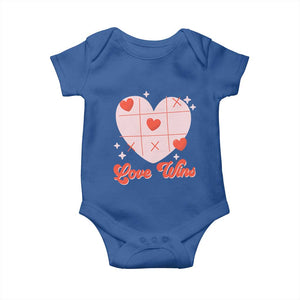Valentine's Day Baby Onesie Love Always Wins Funny Heart Tic Tac Toe TS09 Royal Blue Print Your Wear
