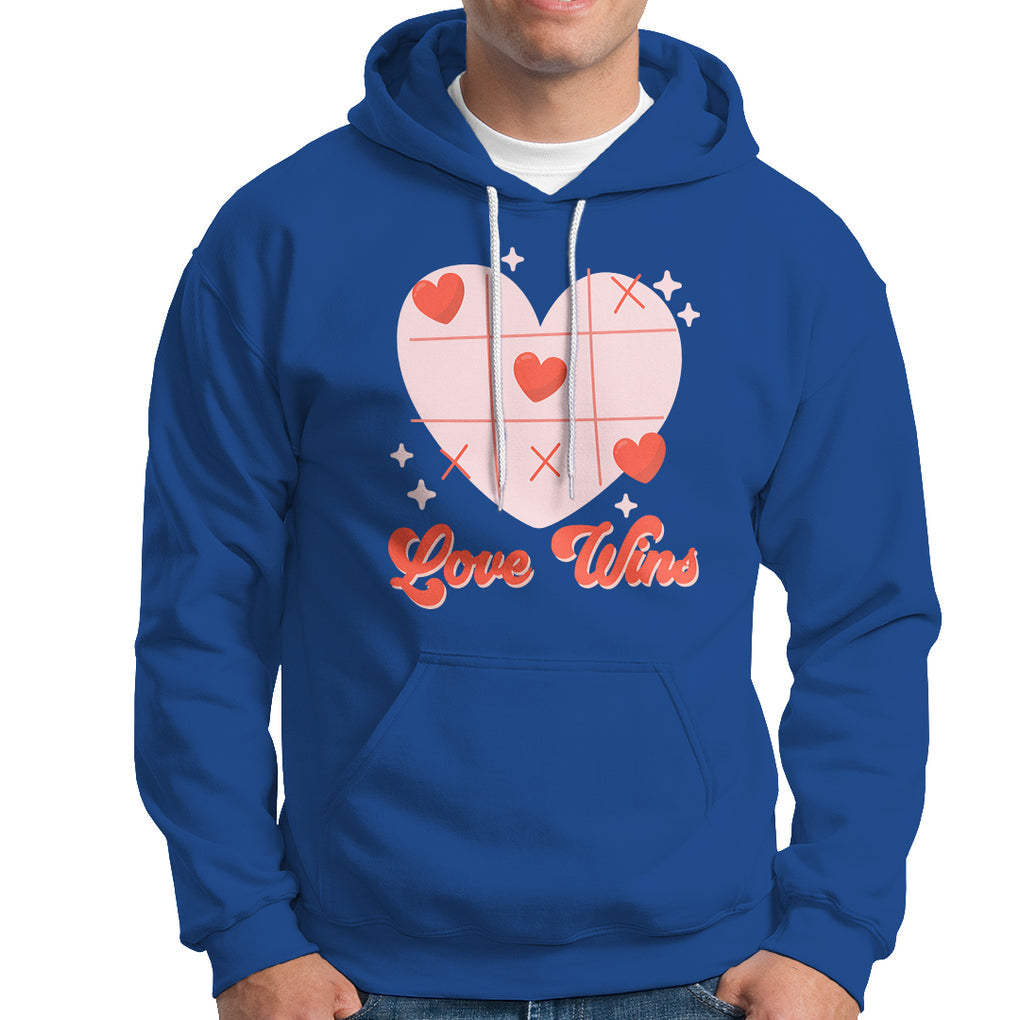 Valentine's Day Hoodie Love Always Wins Funny Heart Tic Tac Toe TS09 Royal Blue Printyourwear