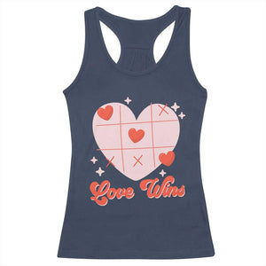 Valentine's Day Racerback Tank Top Love Always Wins Funny Heart Tic Tac Toe TS09 Navy Print Your Wear