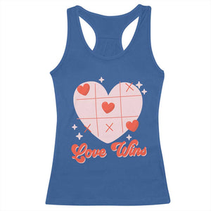 Valentine's Day Racerback Tank Top Love Always Wins Funny Heart Tic Tac Toe TS09 Royal Blue Print Your Wear