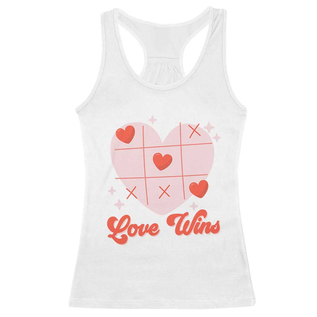 Valentine's Day Racerback Tank Top Love Always Wins Funny Heart Tic Tac Toe TS09 White Print Your Wear
