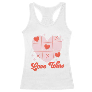 Valentine's Day Racerback Tank Top Love Always Wins Funny Heart Tic Tac Toe TS09 White Print Your Wear