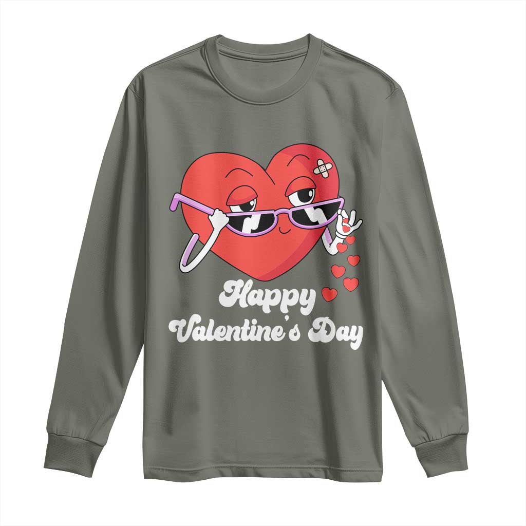Happy Valentine's Day Cute Heart Bae Funny Salting Hearts Long Sleeve Shirt TS09 Military Green Print Your Wear