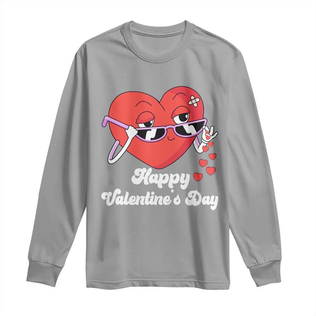 Happy Valentine's Day Cute Heart Bae Funny Salting Hearts Long Sleeve Shirt TS09 Sport Gray Print Your Wear
