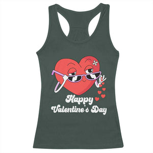 Happy Valentine's Day Cute Heart Bae Funny Salting Hearts Racerback Tank Top TS09 Dark Forest Green Print Your Wear