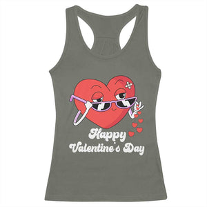 Happy Valentine's Day Cute Heart Bae Funny Salting Hearts Racerback Tank Top TS09 Military Green Print Your Wear