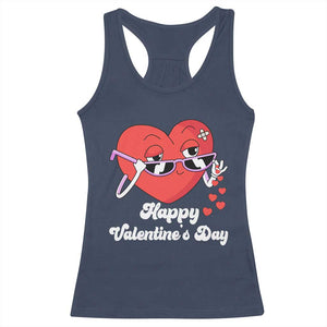 Happy Valentine's Day Cute Heart Bae Funny Salting Hearts Racerback Tank Top TS09 Navy Print Your Wear