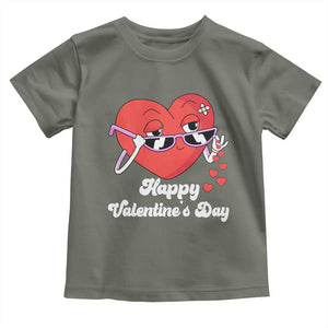 Happy Valentine's Day Cute Heart Bae Funny Salting Hearts Toddler T Shirt TS09 Military Green Print Your Wear