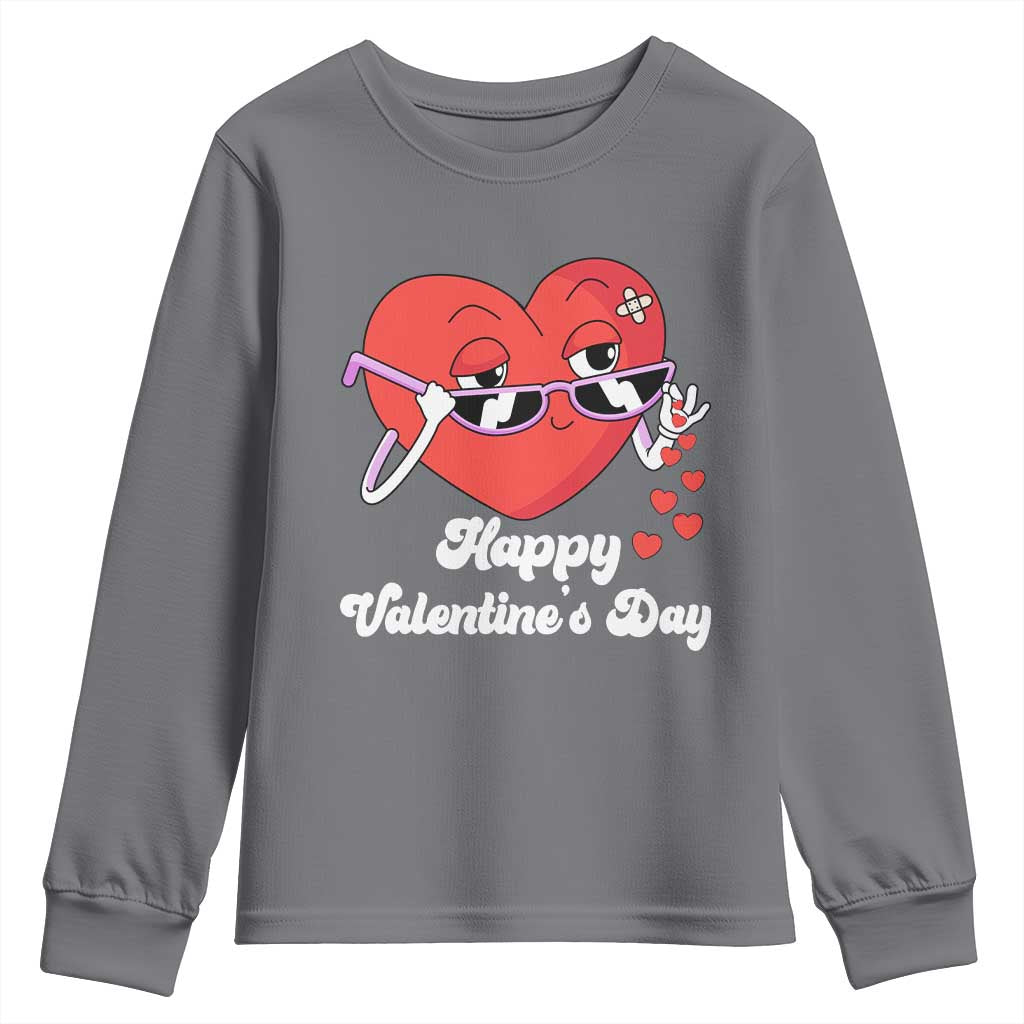 Happy Valentine's Day Cute Heart Bae Funny Salting Hearts Youth Sweatshirt TS09 Charcoal Print Your Wear