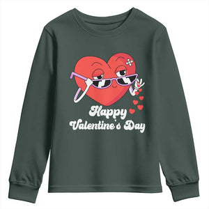 Happy Valentine's Day Cute Heart Bae Funny Salting Hearts Youth Sweatshirt TS09 Dark Forest Green Print Your Wear