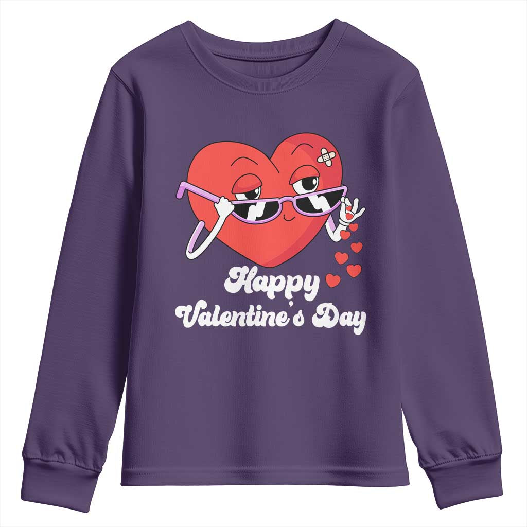 Happy Valentine's Day Cute Heart Bae Funny Salting Hearts Youth Sweatshirt TS09 Purple Print Your Wear