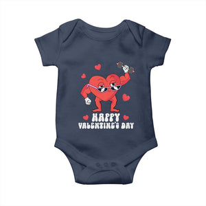 Happy Valentine's Day Gymer Heart Weightlifting Funny Deadlift Fitness Baby Onesie TS09 Navy Print Your Wear
