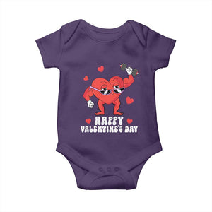 Happy Valentine's Day Gymer Heart Weightlifting Funny Deadlift Fitness Baby Onesie TS09 Purple Print Your Wear