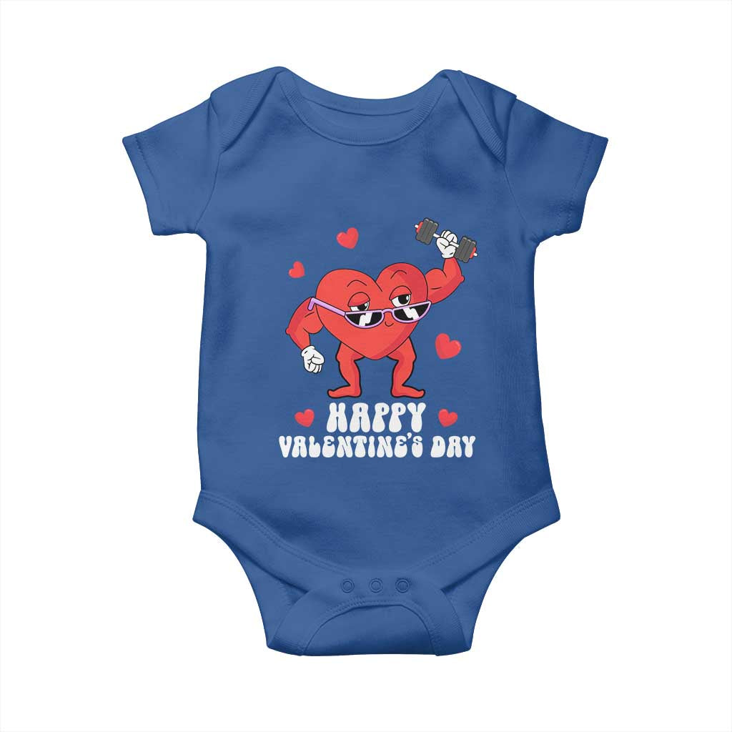 Happy Valentine's Day Gymer Heart Weightlifting Funny Deadlift Fitness Baby Onesie TS09 Royal Blue Print Your Wear