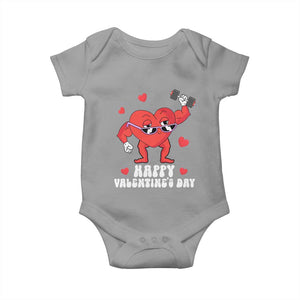 Happy Valentine's Day Gymer Heart Weightlifting Funny Deadlift Fitness Baby Onesie TS09 Sport Gray Print Your Wear