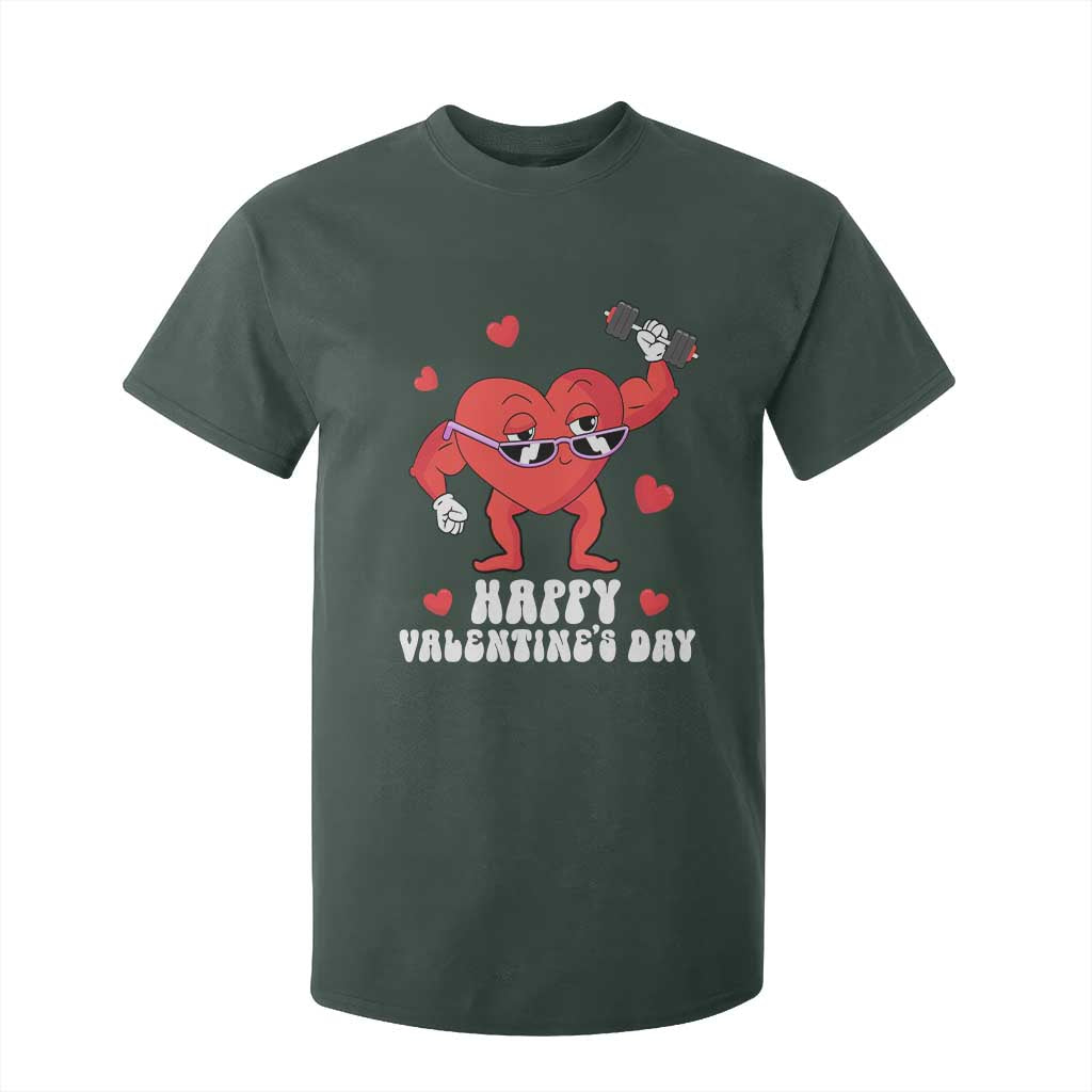 Happy Valentine's Day Gymer Heart Weightlifting Funny Deadlift Fitness T Shirt For Kid TS09 Dark Forest Green Print Your Wear