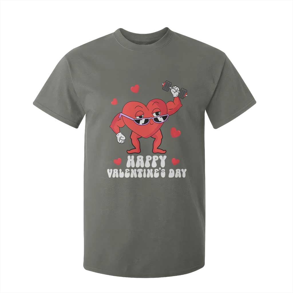 Happy Valentine's Day Gymer Heart Weightlifting Funny Deadlift Fitness T Shirt For Kid TS09 Military Green Print Your Wear
