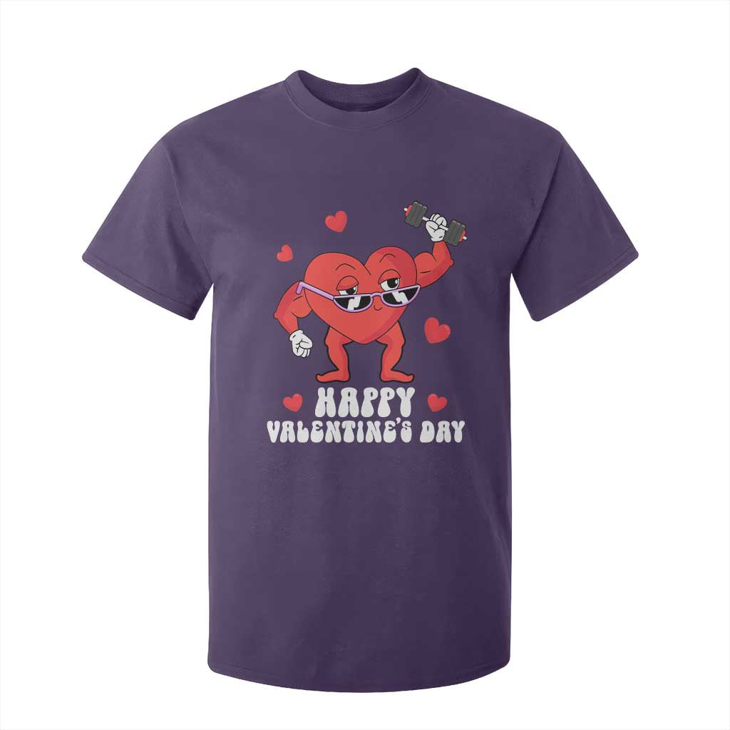 Happy Valentine's Day Gymer Heart Weightlifting Funny Deadlift Fitness T Shirt For Kid TS09 Purple Print Your Wear