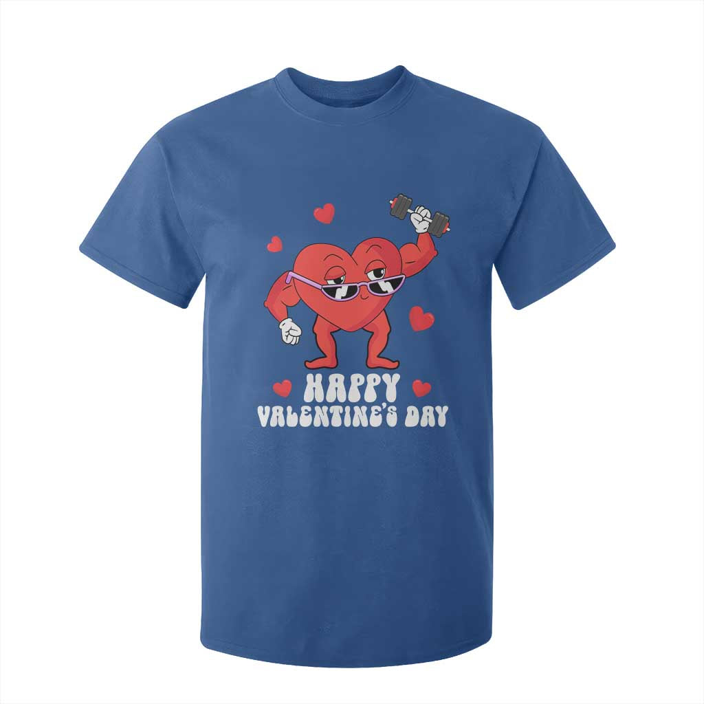 Happy Valentine's Day Gymer Heart Weightlifting Funny Deadlift Fitness T Shirt For Kid TS09 Royal Blue Print Your Wear