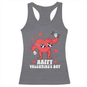 Happy Valentine's Day Gymer Heart Weightlifting Funny Deadlift Fitness Racerback Tank Top TS09 Charcoal Print Your Wear